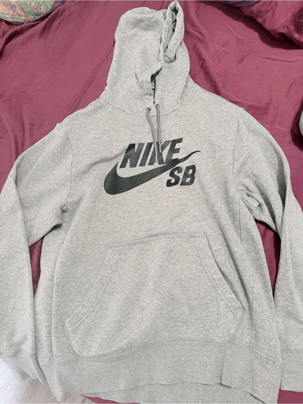 Nike Light Gray Crewneck Hoodie with Black Logo